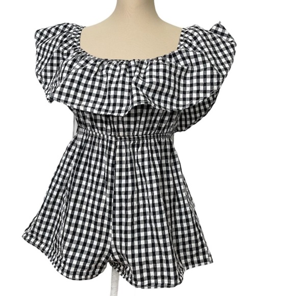 HAUTE ROGUE NYC Plaid Shorts Romper Sz S, Girls - Picture 1 of 10